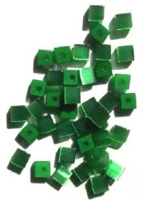 40 4mm Green Fiber Optic Cat Eye Cube Beads
